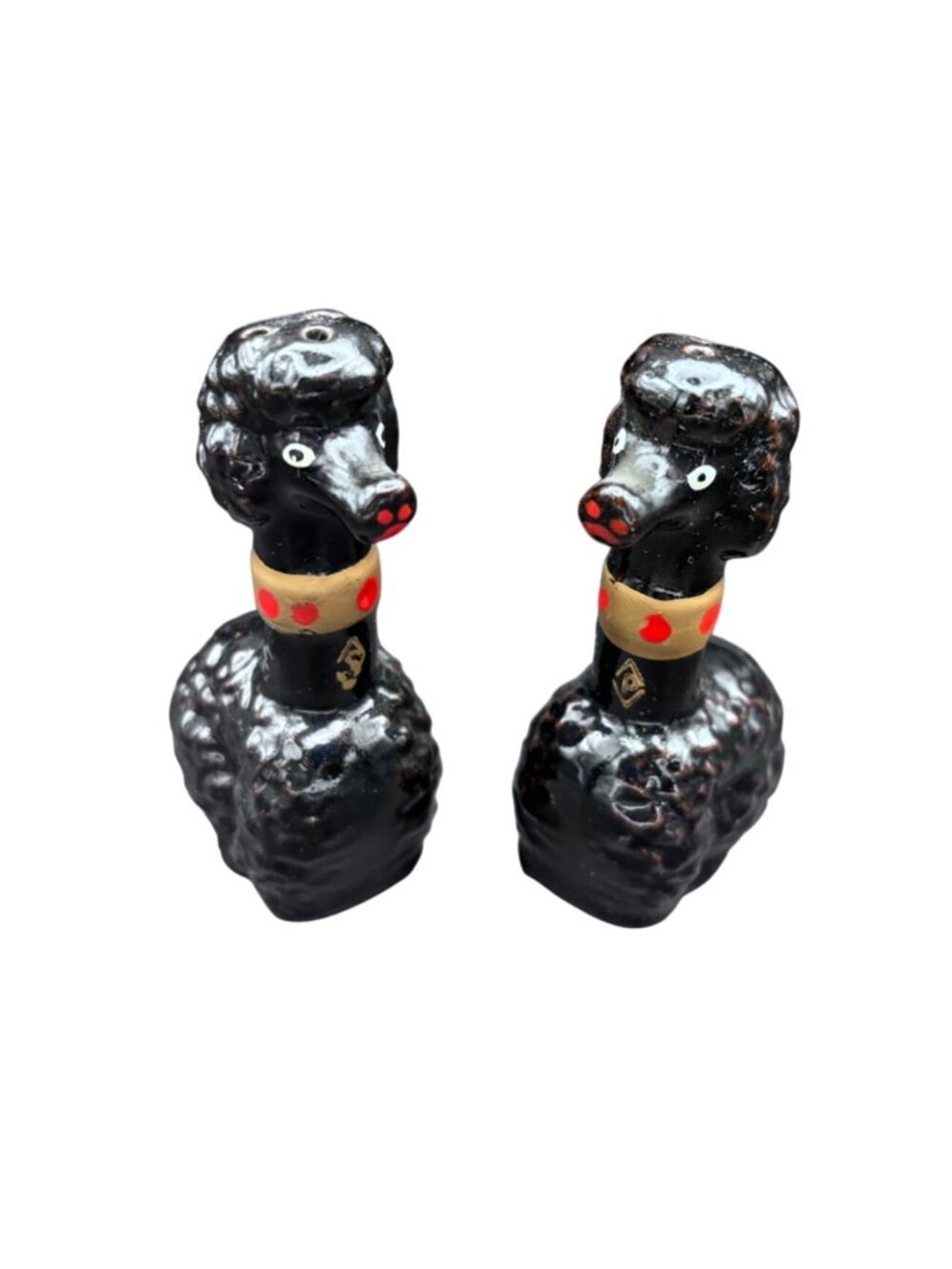 Vintage Black Poodle Salt & Pepper Shakers Ceramic Japan MCM